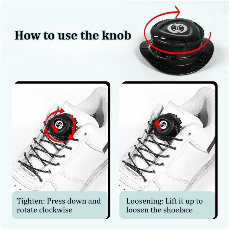 ABBP-No-Tie Thick Rope Design, 2 Pair Automatic Shoelaces Featuring Rotating Buckles For Sneaker Laces