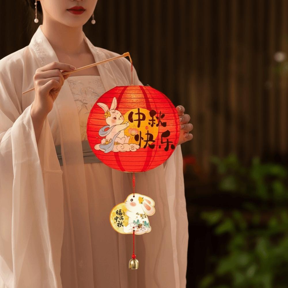 Paper Paper Lantern Round Glowing Hanging Ornament Chinese Retro Lantern  Garden Lighting