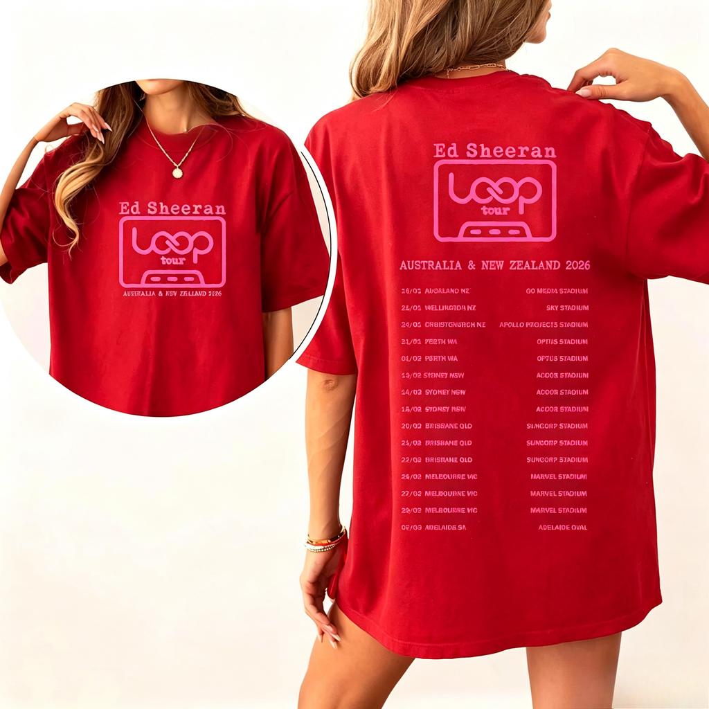 Ed Sheeran 2026 Australian New Zealand Loop Tour Cotton Tshirt Fan Gift Aesthetic Pop Music Print Tshirt Men Women Tee Tops