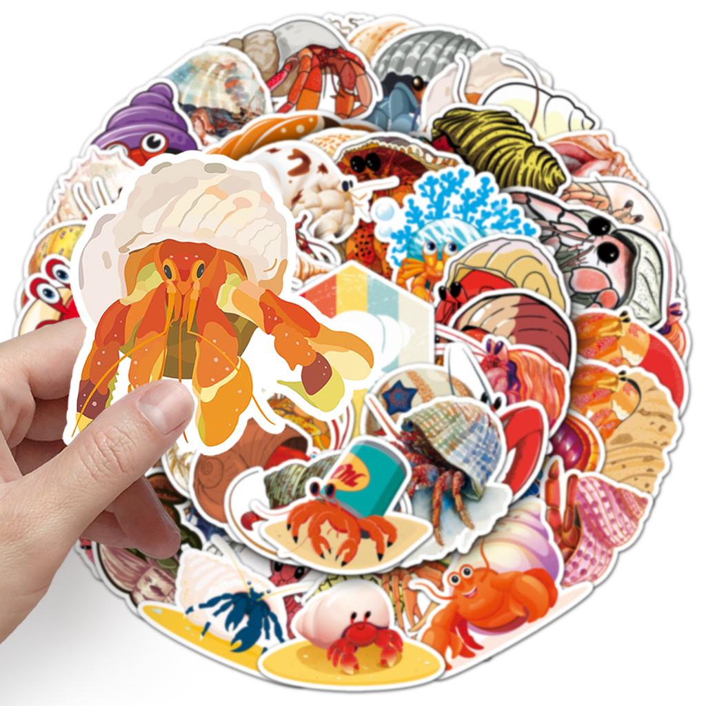 50 Hermit Crab Graffiti Stickers Personalized Cartoon Marine Life Creative Decorative Mobile Phone Case Water Cup Stickers