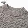 Men's 100% Wool Thickened Crew Neck Pullover Sweater