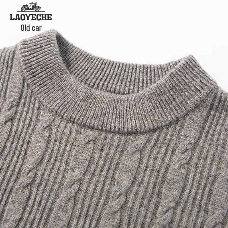 Men's 100% Wool Thickened Crew Neck Pullover Sweater