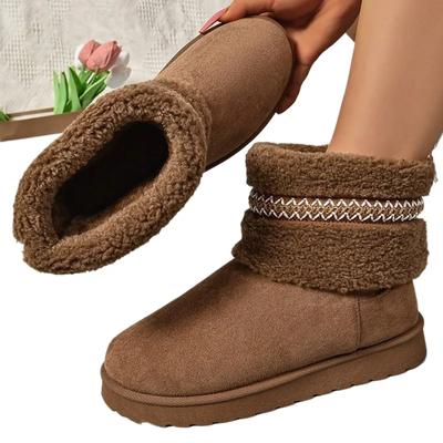 Fashion SyfIyno Women's Snow Boots New Winter Non-Slip Thicked Plush Ankle Boots Women Slip-On Faux Fur Warm Cotton-Padded Shoes Woman