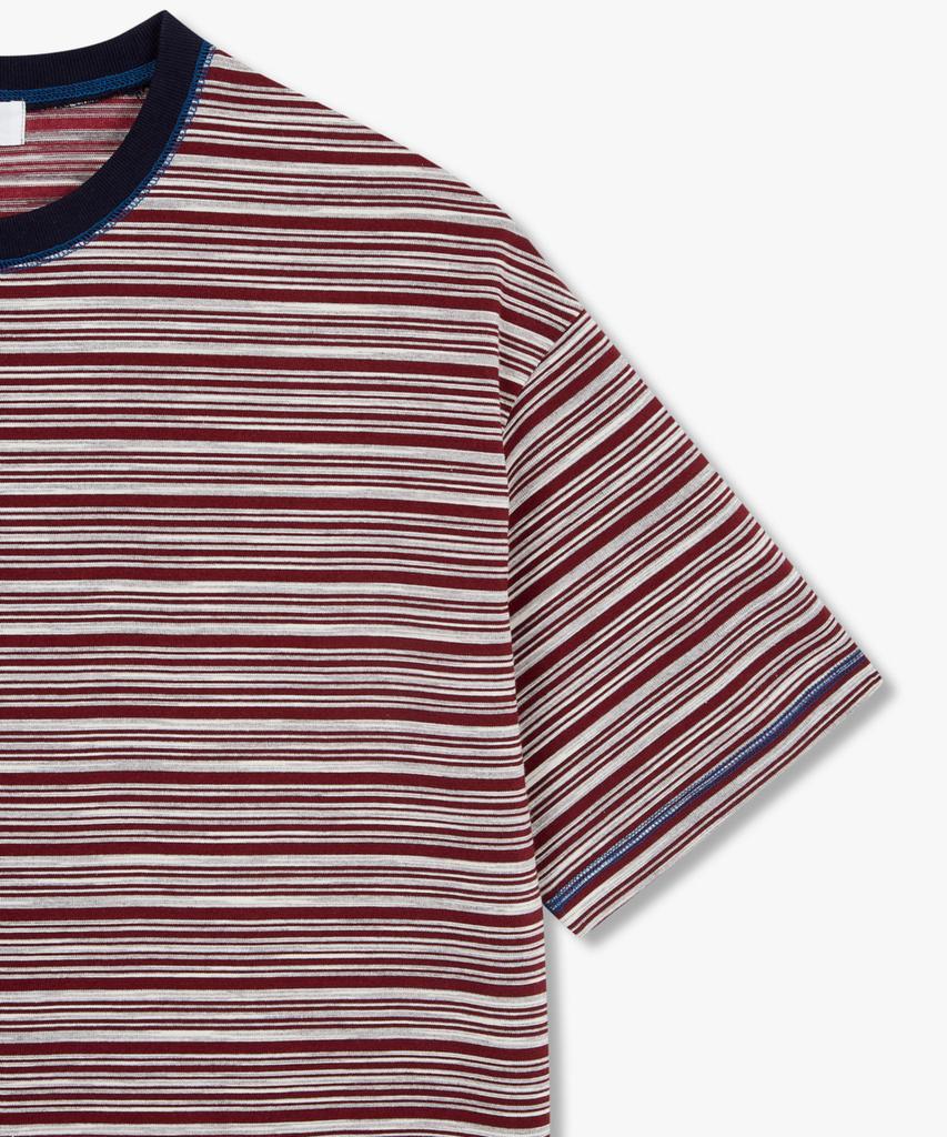 STUDIO TOMBOY [Men] Stitched Multi-Stripe T-Shirt_Red 9156222319