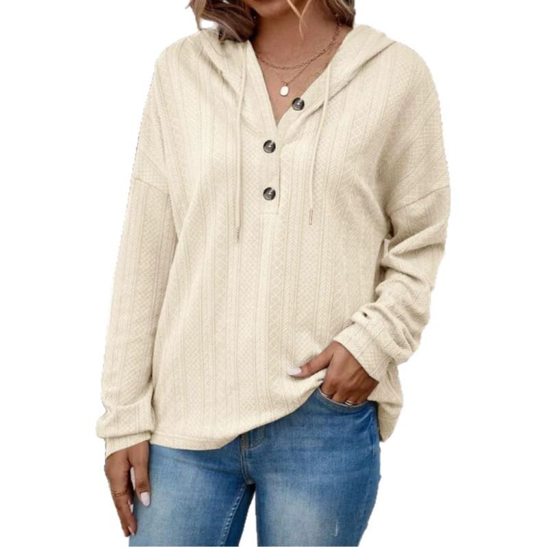 2025 Autumn and Winter TEMU European and American Foreign Trade Women's Clothing Loose Casual Solid Color Hooded Long-sleeved Sweater Women