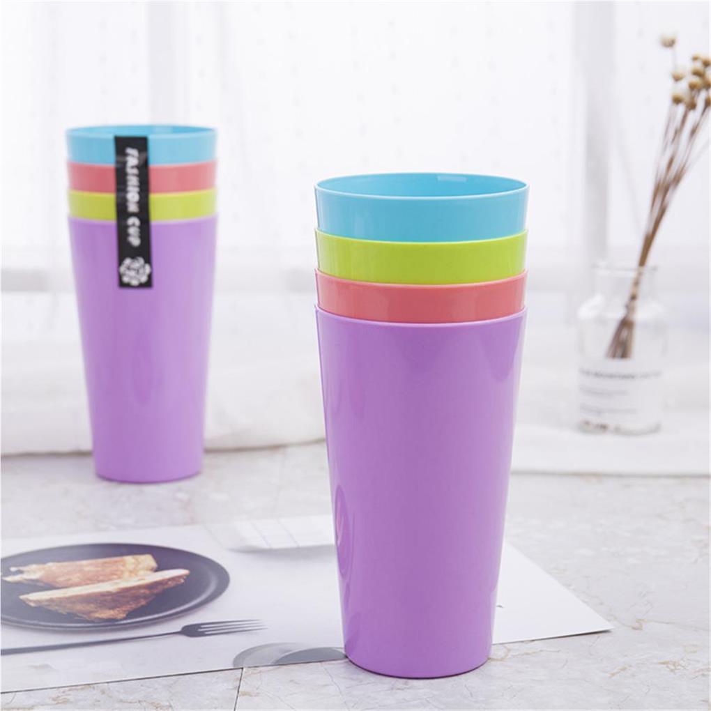 4Pcs Drinking Cups Coloured Reusable Birthday Water Mug Travel Juice Milk Tea Cup Set Party Camping Barbecue Classroom