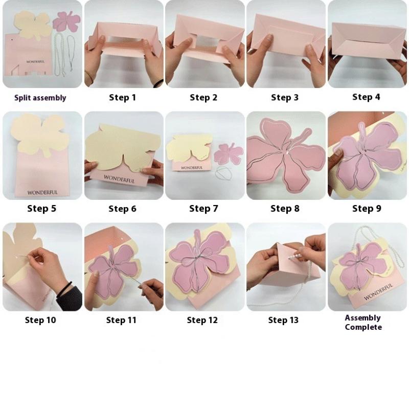 1Pc Portable Flower Basket Rose Flower Wrapping Box Gift Bag For Wedding Birthday Christmas Party Flower Bouquet Decor Supplies
