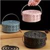 Vintage Cast Iron Mosquito Coil Box - Floral Hollow Art Design | Outdoor Camping Mosquito Repellent Artifact + Home Stove | Portable Handle Travel Set