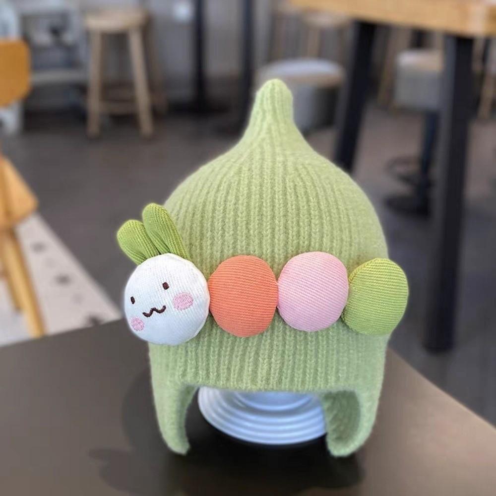 

Winter Warm Kids Beanie Cap Ear Protection Cartoon Knitted Hat New Baby Hooded Hat зелений