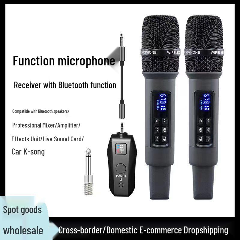 Universal Wireless Bluetooth Microphone with Rechargeable Battery and Professional Reverb for Singing and Live Stage Performances