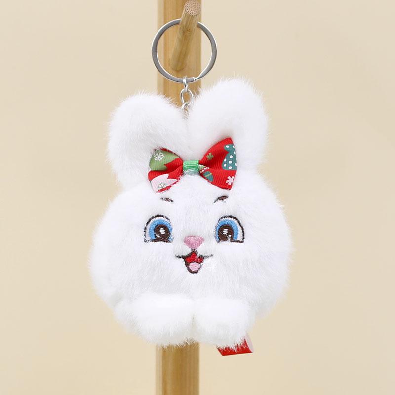 

Bunny Keychain Cute Plush Rabbit With Bow Short Plush Adorable Charm Bag A