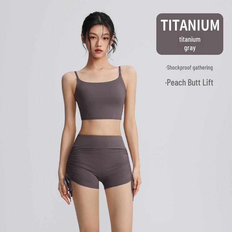 Women s Quick-Dry Sports Set: Strappy Bra & Drawstring Yoga Shorts