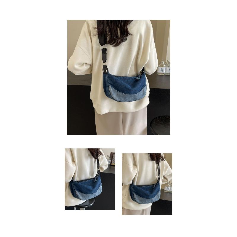 Denim Dumpling Bag Hundred Trend Shoulder Bag Fashion Color Collision Crossbody Bag