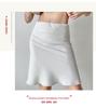 Dámská bílá midi sukně do A, volná, evropský a americký styl—Letní, dvouvrstvá, rybí ocas, přiléhavá, střední pas