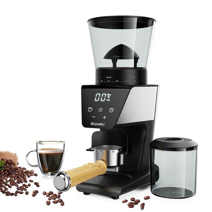 Kegel-Kaffeemühle BioloMix 706: Automatisch 30 Mahlgradeinstellungen, Espresso/Kaffee US/Filterkaffee, sichtbarer Bohnenbehälter