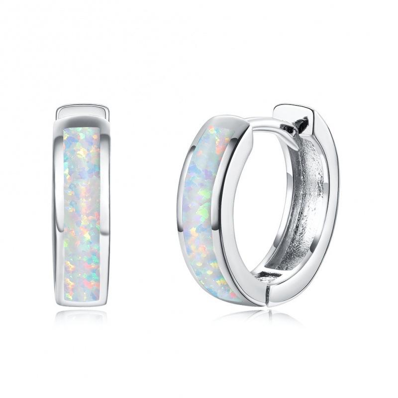 Earrings, Platinum Opal Half Ring Earrings, Temperament Style Jewelry