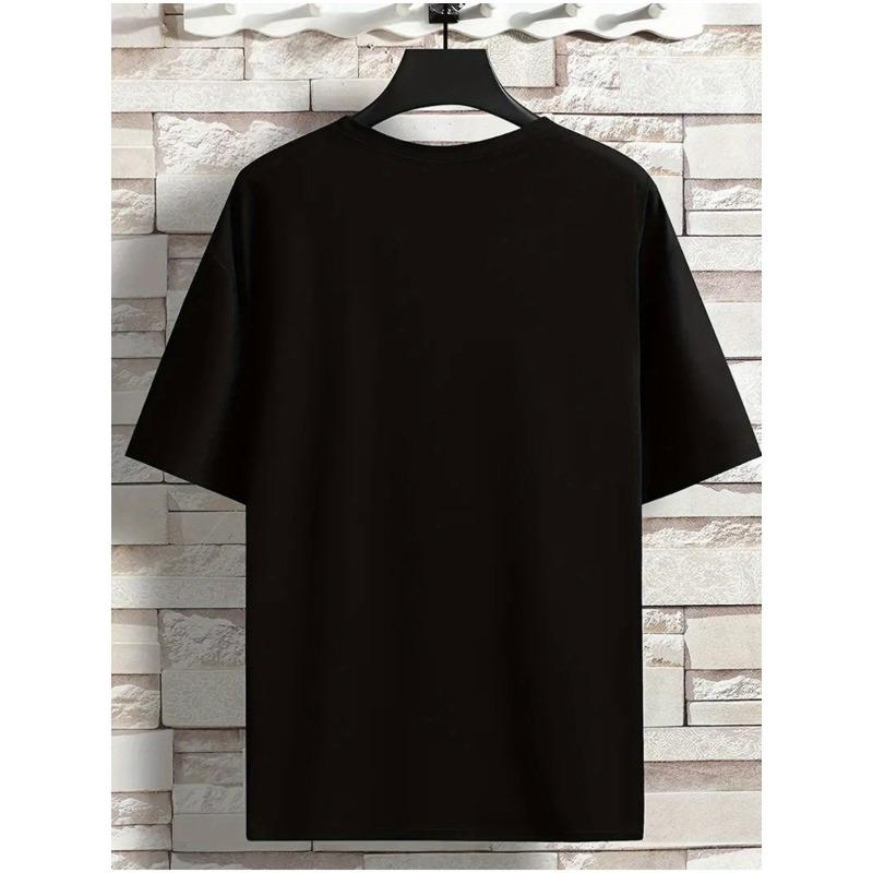 Cotton T-Shirt for Men – Black Crew Neck with Bold White Letter Print, Comfortable & Casual Casual Attire | Fashion Tee | Comfortable Fit