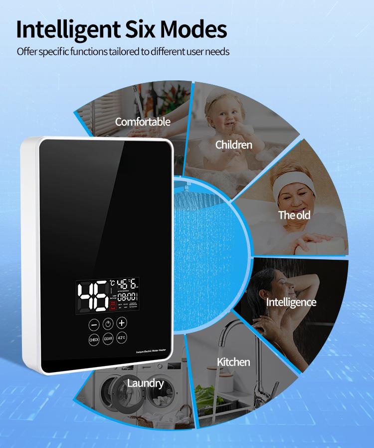 Instant 6000W Electric Water Heater for Homes, Apartments, Hotels - Fast Hot Water Solution