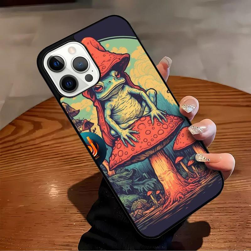 Vintage Retro Frog Mushrooms Phone Case For iPhone 17 Air 16 15 14 13 12 11 Pro Max Max Plus Bumper Case Cover