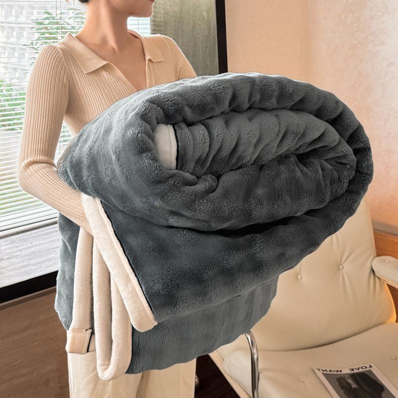 

Bubble Imitation Rabbit Fur Throw Blanket Solid Double Sided Plush Blankets for Sofa Bed Autumn Winter Warm Office Nap Blanket 1.0x1.5m Kid Size