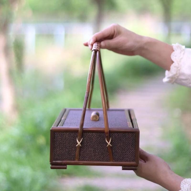 Vintage Handwoven Bamboo Rattan Food Box