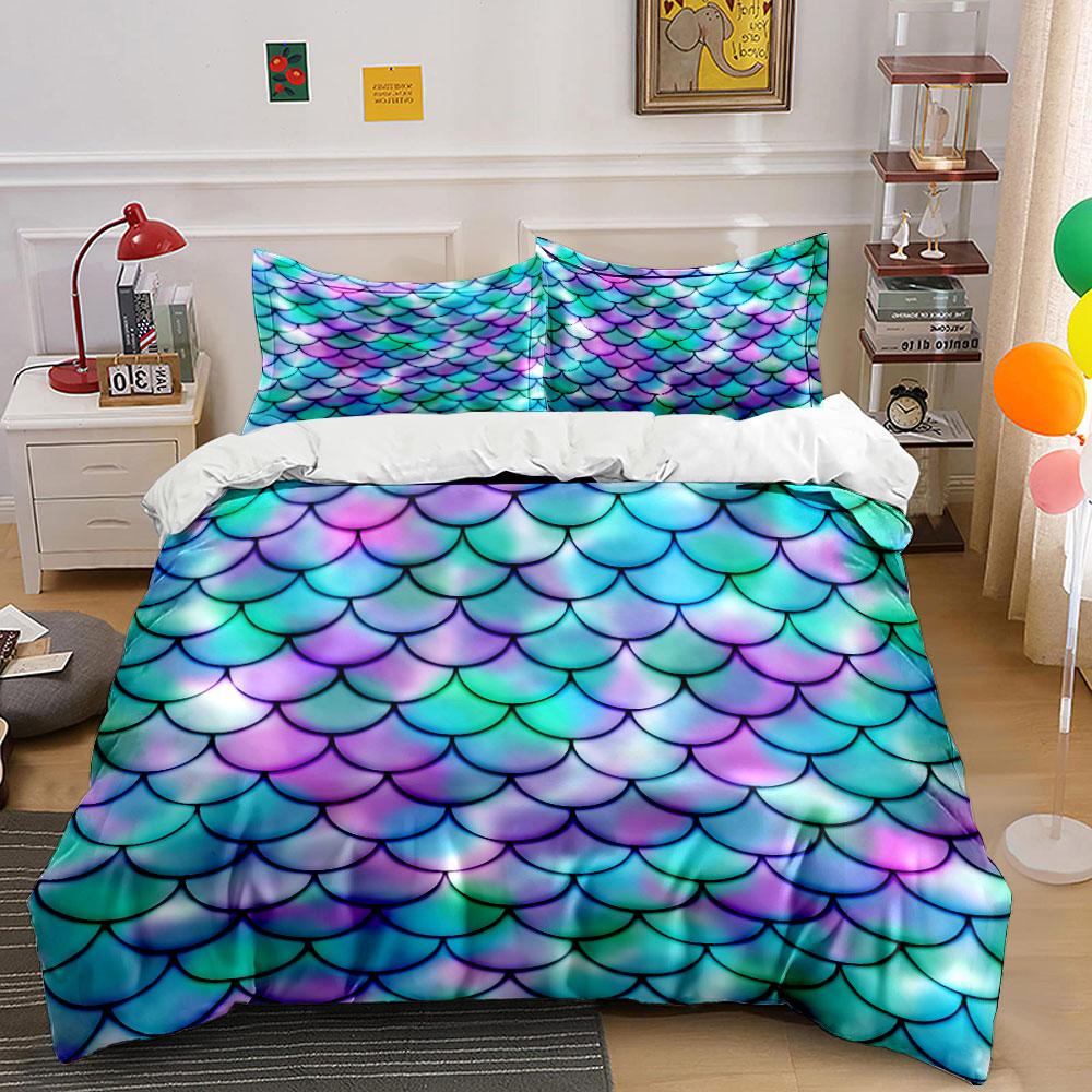 Mermaid Scale Pattern Bedding Bedding Duvet Cover Set Duvet Cover Pillowcases (1 * Duvet Cover 2 * Pillowcases, Without Duvet Insert)