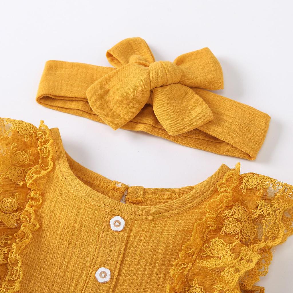 0-18 Months Baby Girl Bodysuit Newborn Baby Girl Romper Sleeveless Jumpsuits+Headband Infant Girl Summer Fashion Playsuit Outfit