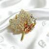 New Yellow Maple Leaves Full Crystal Rhinestone Brooch Pins Party Wedding Girl Friend Christmas Gifts