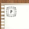 Printtoo Alphabet P Monogram Initial Square Swirl Border Self Inking Rubber Stamp Office