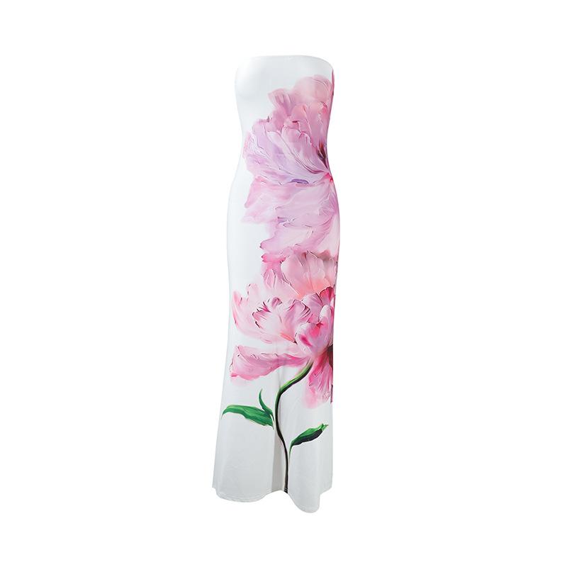 European and American style summer new high-end temperament sexy tube top slim-fitting long holiday dress