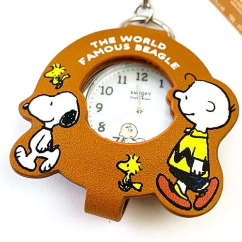 Fieldwork Snoopy Pocket Watch with Magnifying Glass, Bag Charm, Brown, PNT028-1, Women's