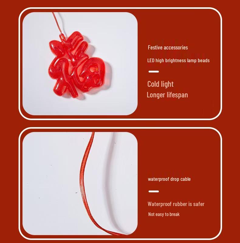 Spring Festival Red Lantern String Lights for Home, Balcony & Courtyard Decorations