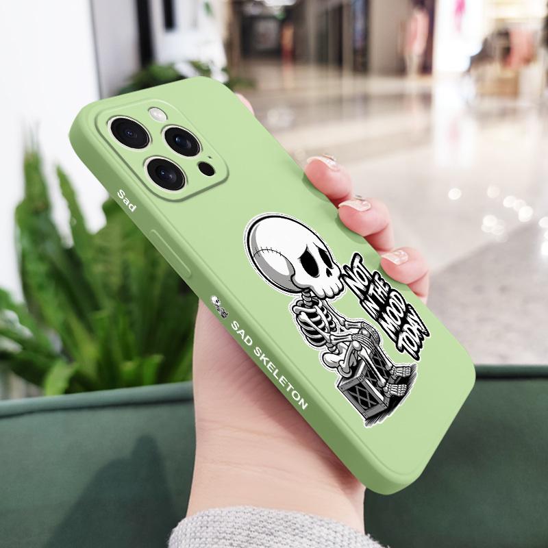 

Lazy Skeleton Phone Case For iPhone 17 16 16e 15 14 13 Plus Pro Max Mini Silicone Cover iPhone 13 mini світло-зелений колір