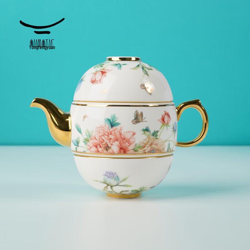 

Auratic Yongfengyuan Flowering Splendor 4-Piece Ceramic Travel Tea Set