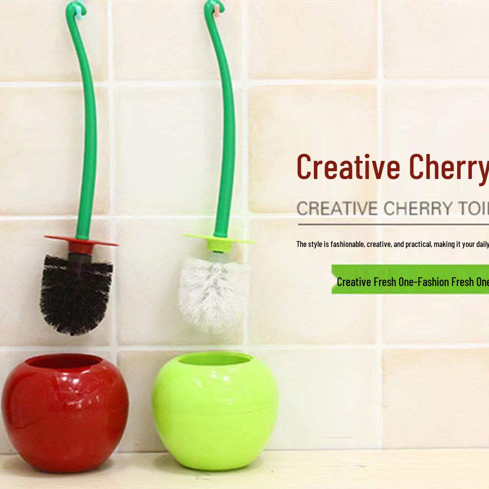 Cherry Long-Handle Soft Bristle Toilet Brush Set