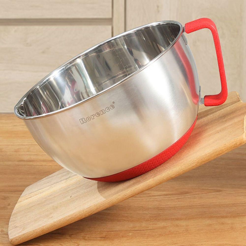 Stainless Steel Mixing Bowl Scaled Salad Basin Multifunctional Kneading Dough Bowl  Cream