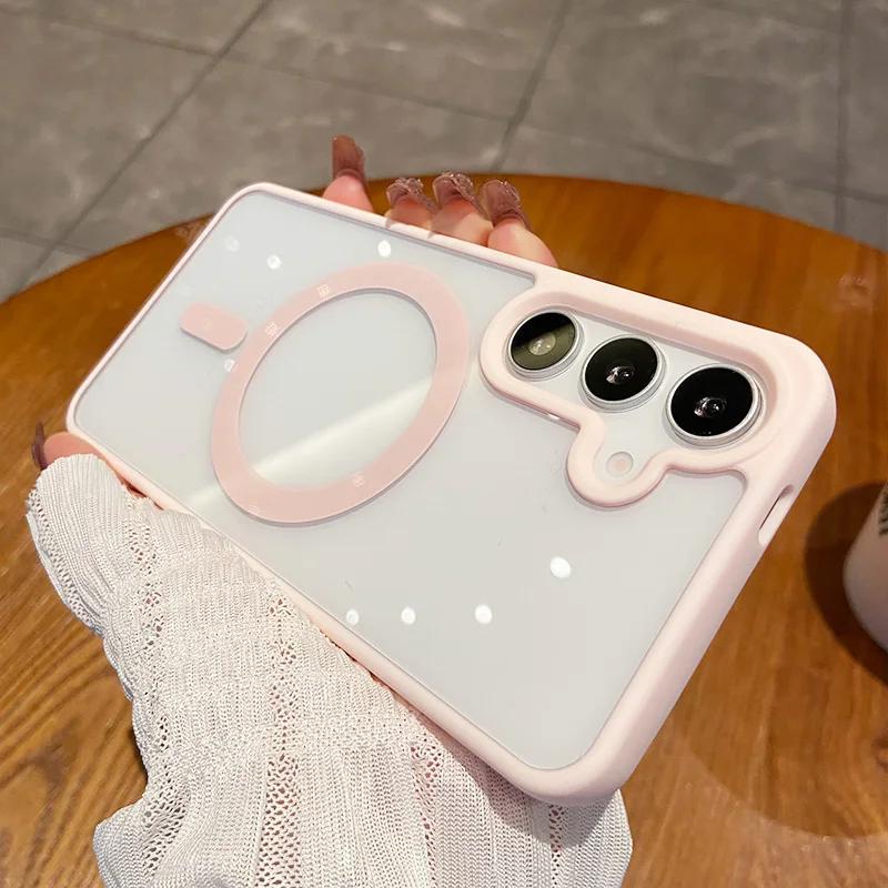 Luxury Magsafe Wireless Charge Case for Samsung Galaxy S25 Edge S22 S23 Plus S24 Ultra FE Clear Colour Magnetic Bumper Cover
