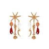 Layered Tassel Crab Starfish Shell Earrings Gold Zinc Alloy Boho Beach Style Statement Earring Women