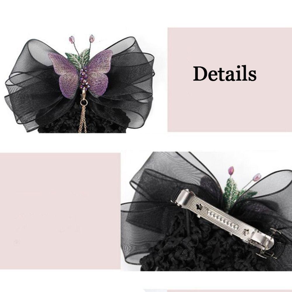 Mesh Rhinestone Women Spring Clips Korean Bun Snood Hairgrips Cover Net Professional Headdress
