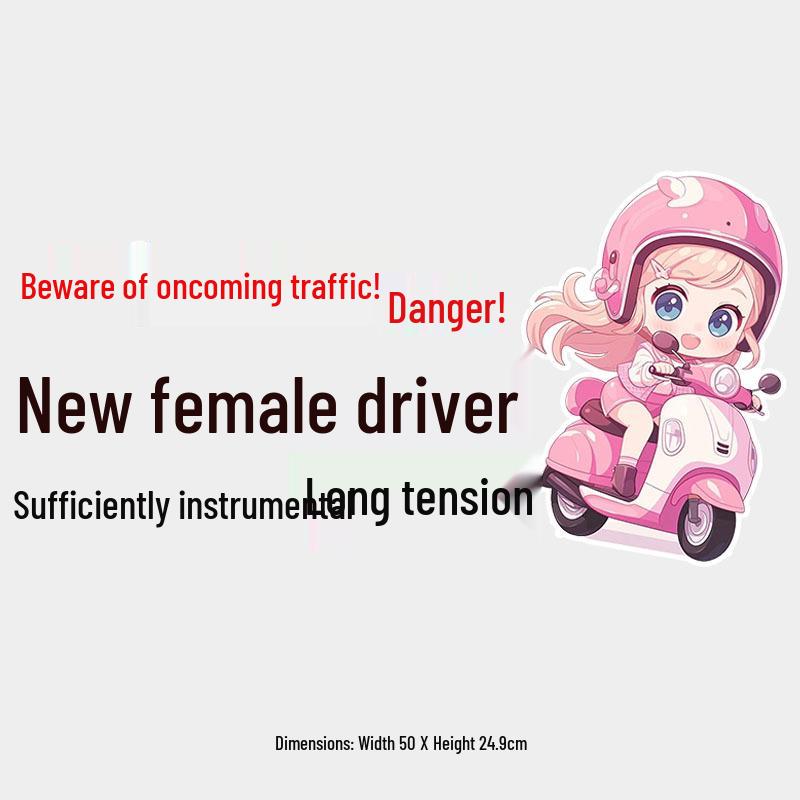 Nervous New Female Driver Creative Car Sticker for Rear Window