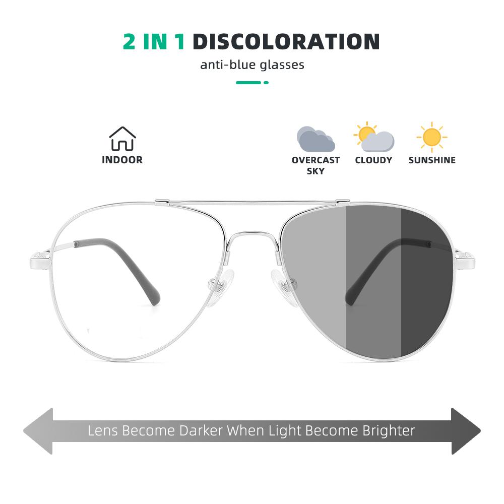 Pilot Glasses Men Trend Blue Film Reading Glasses for Men Glass Myopia Lenses Photochromic Women's Eyeglasses Reader Sunglasses