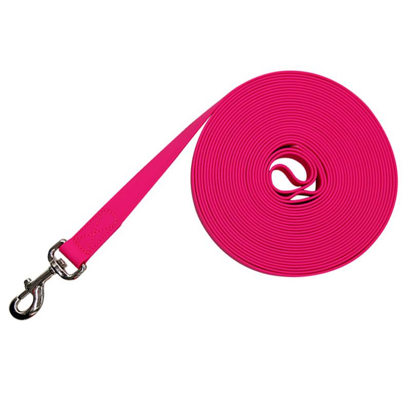 

Поводок для собак из прочного ПВХ, водонепроницаемый длинный поводок для собак, светоотражающий, следовая веревка Tarining, легко чистить, поводок для маленьких и больших собак 1.5cmX10m розовый