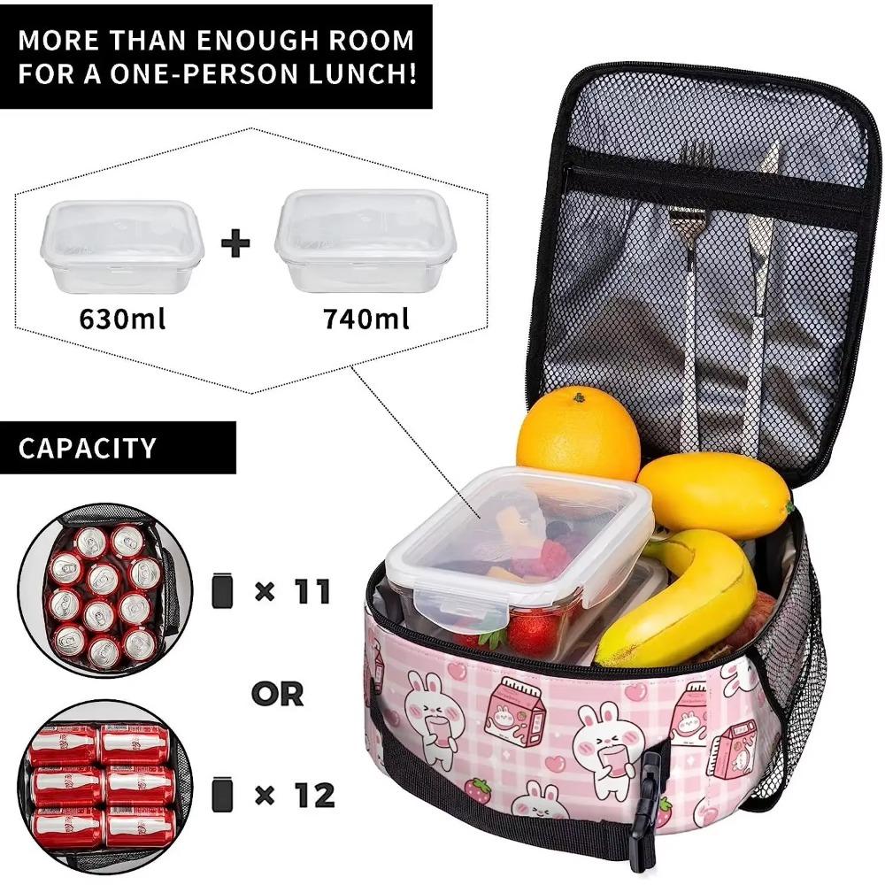 Bunny Milk Lunch Box Reusable Insulated Lunch Bag Thermal Cooler Tote for Boys Girls Teen School Men Women Picnic Travel Hiking