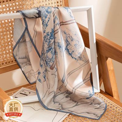 100% Mulberry Silk Scarf 2026 Floral Print Square Shawl Sunscreen Gift Mom Grandma
