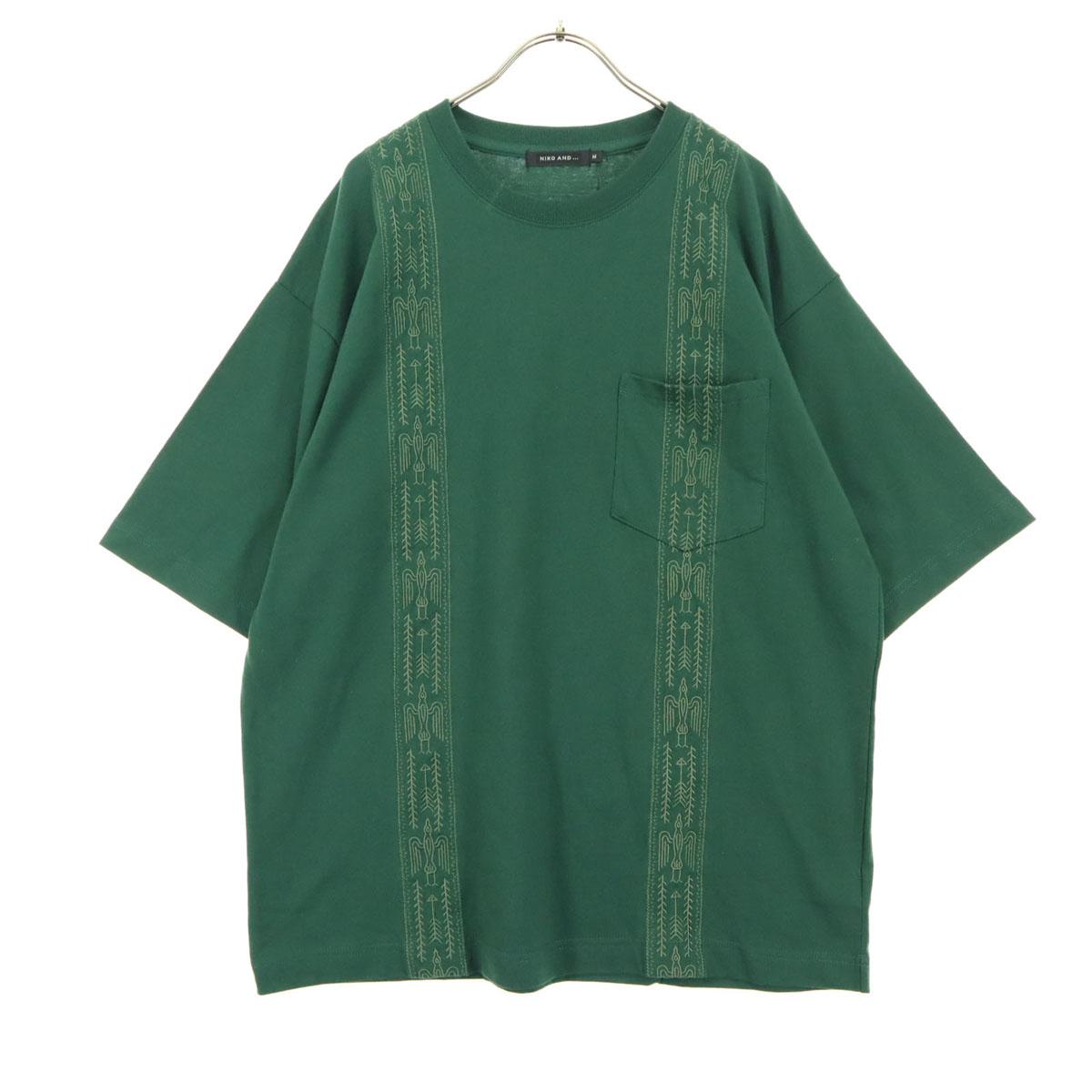 

неиспользованный niko and... вышивка Футболка с коротким рукавом M зеленая Нагрудный карман Мужская Б/у