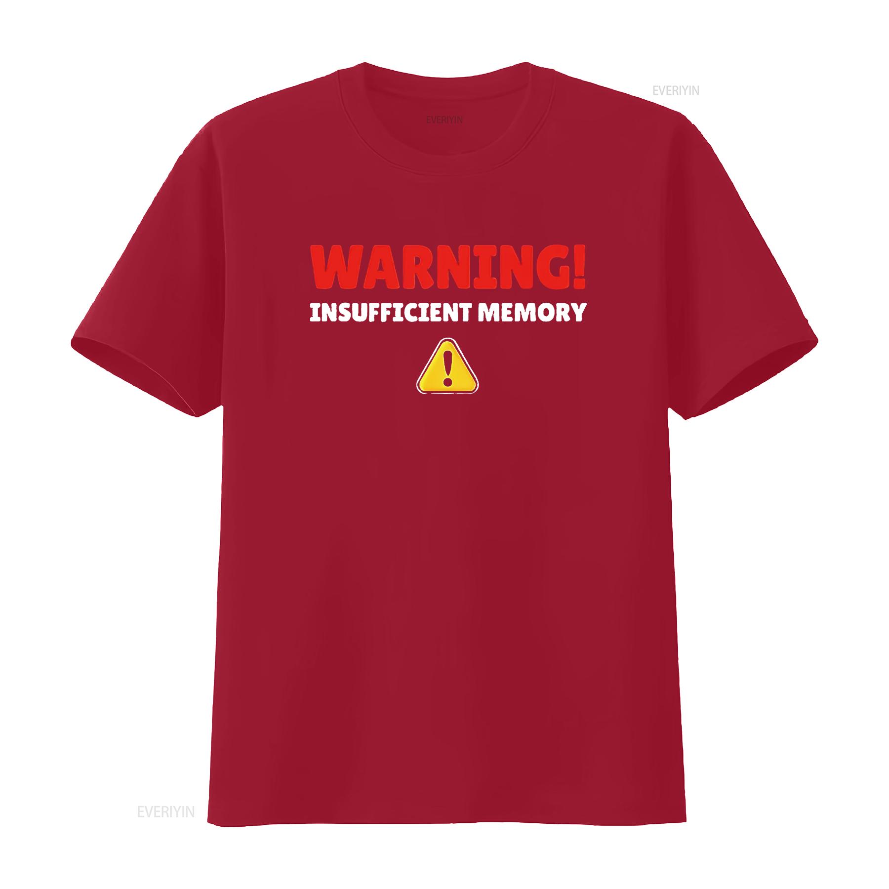 Mens Warning Insufficient Memory T Shirt Black 2X Large vintage Washed fashion Stretched Unisex Versatile Casual Soft S