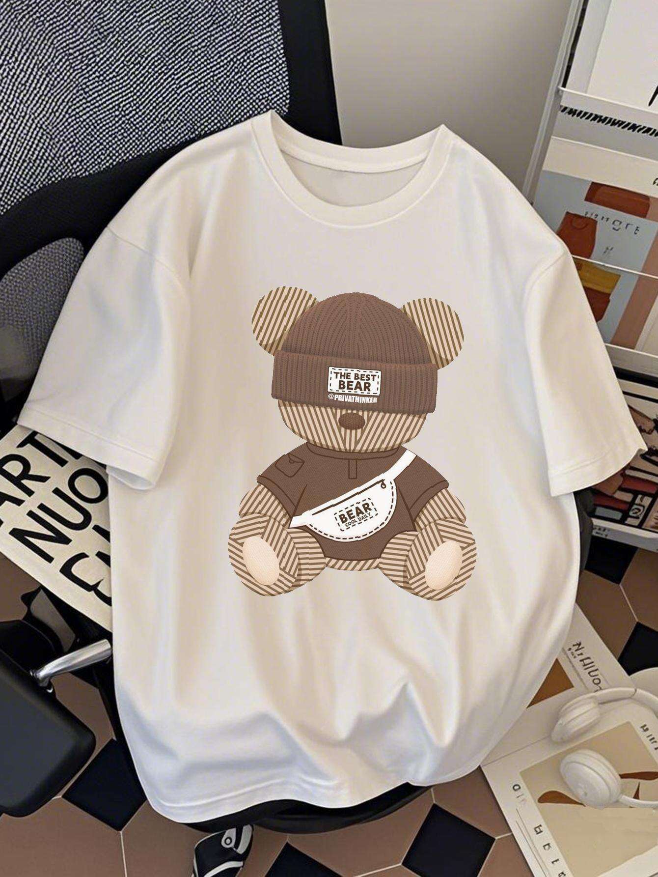 Combed cotton American version street loose size high quality spring and summer printed short sleeves S