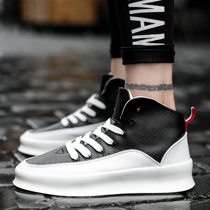 European Station Foreign Trade Explosion Fashion Week Color Matching High-top Men's Platform White Shoes Versatile Casual Trend Board Shoes