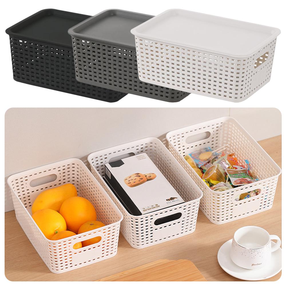 With Lid Storage Box Large Capacity Kitchen Storage Box Portable Storage Basket  Home Decoration