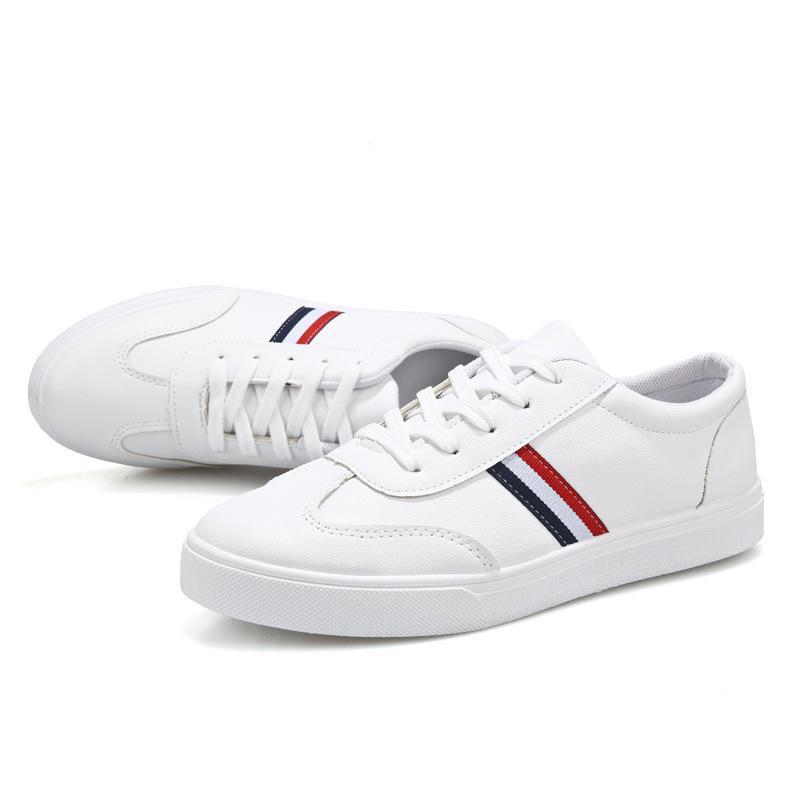 2024 Korean Style Men's White Low-Top Sneakers: Trendy, Breathable, Casual Shoes for Autumn/Winter